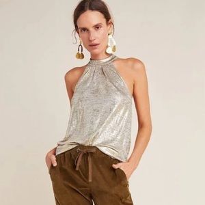 Metalic Gold Anthropologie halter style tank